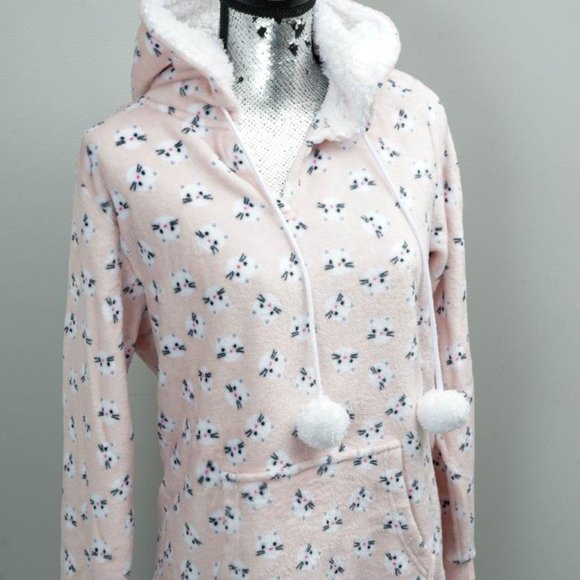 NWT  Cats Dream On Kangaroo-Pocket Hooded Nightgown  - Large - Picture 6 of 7